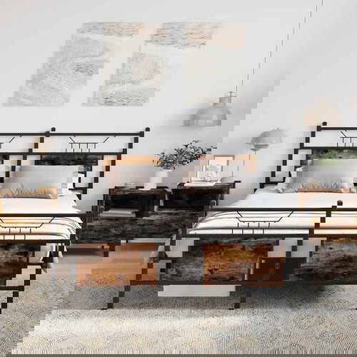 Posteljni okvir brez vzmetnice hrast 150x200 cm inženirski les, (21828974) Slike