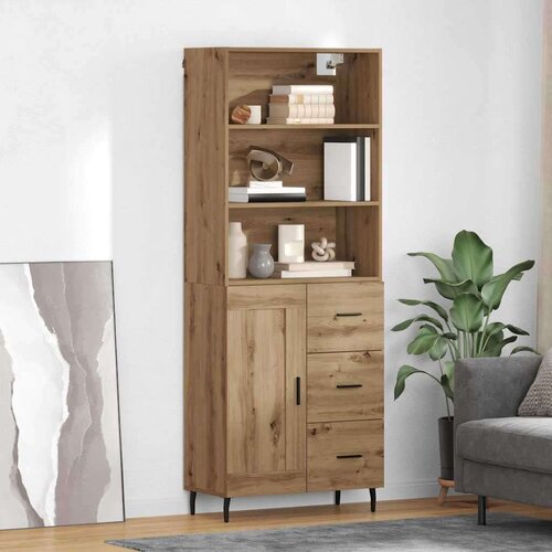 vidaXL Visok predalnik s predalom Umetni hrast 69,5 x 34 x 180 cm Cene