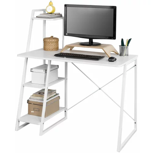 SoBuy domača pisarniška računalniška miza bele barve v industrijskem slogu, (20815254)