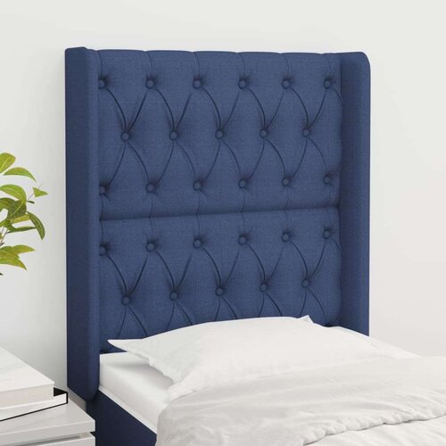 Vzglavje z u&amp;scaron;esi modro 83x16x118/128 cm blago, (20933882) Slike