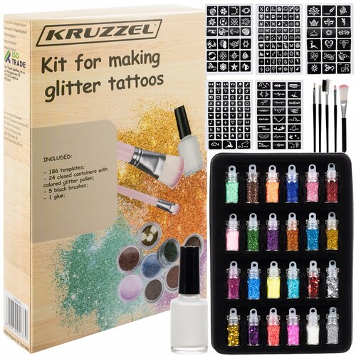  Glitter tattoo set za izradu glitter tetovaža 186 šablona Cene