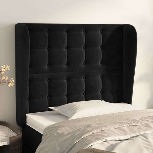  Uzglavlje s u&amp;scaron;ima crno 93x23x118/128 cm bar&amp;scaron;unasto Slike