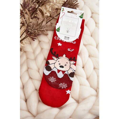 Aura.via Women's Christmas Socks with Reindeer Red Cijene