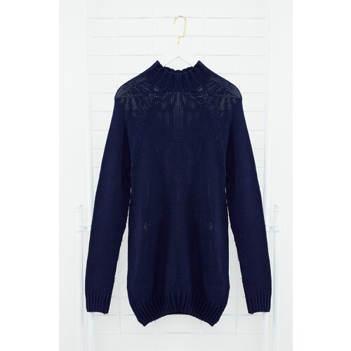 Trendyol navy blue Men&#39;s slim fit turtleneck half turtleneck raglan sleeve seamless basic knitwear sweater Cene