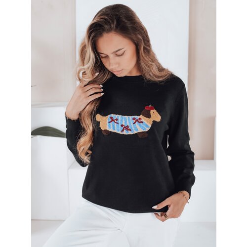 DStreet Damski sweter z aplikacją psa CHICPAWS czarny Slike