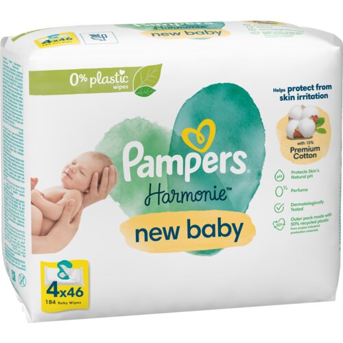 Pampers Harmonie New Baby vlažne maramice za djecu 4x46 kom Slike