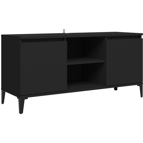 Maison Chic TV omarica - TV stojalo - Televizijska omarica s kovinskimi nogami črna 103,5x35x50 cm, (21698788) Cene
