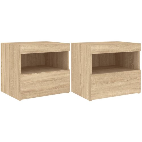 Maison Chic Dvo delni komplet Nočne omarice - Nočne mize z LED lučkami sonoma hrast 50x40x45 cm, (21687621) Slike
