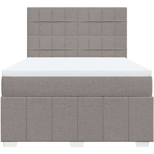 VidaXL Krevet s oprugama i madracem smeđesivi 140x200 cm tkanina Slike