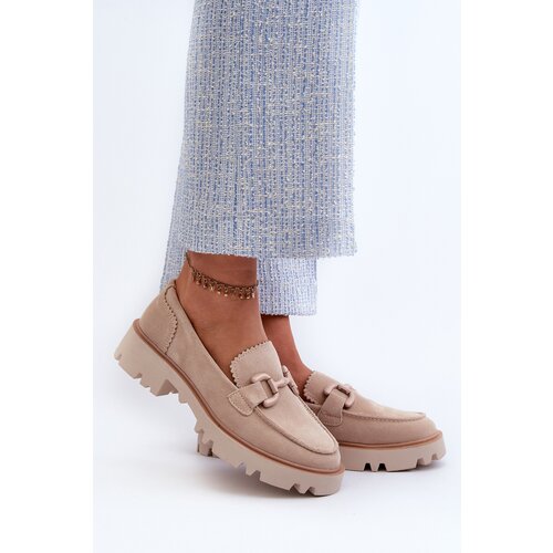 S. BARSKI Women&amp;#039;s Beige Suede Moccasins with Ornament D&amp;amp;A Slike