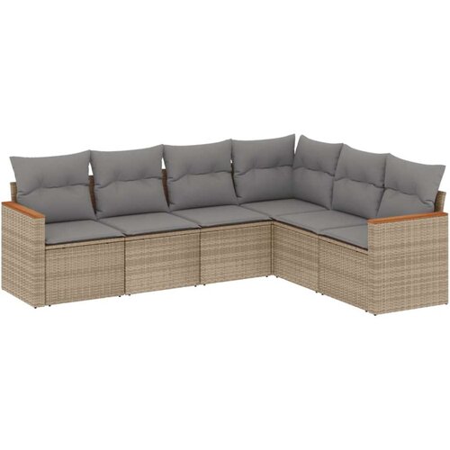 VidaXL 6-dijelni set vrtnih sofa s jastucima bež od poliratana Slike