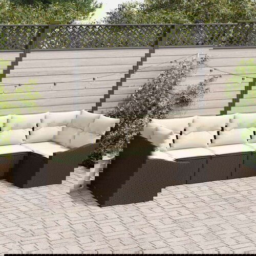  Set vrtnog kauča Set od 7 Smeđa i bež Ratan i poliester Cijene