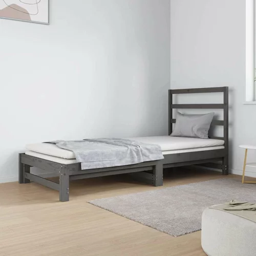  Izvlečna dnevna postelja siva 2x(90x190) cm trdna borovina, (20726995)
