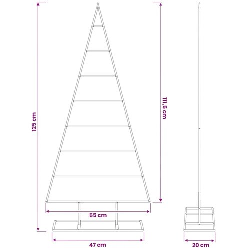  Metalna božićna jelka KUOPIO 125 cm Čelik s pra&amp;scaron;kastim premazom - 125 cm Bijela bez LED svjetala Slike