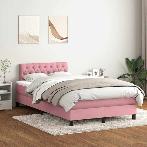 Box Spring krevet s madracem i LED ružičasti 120x220 cm samt Cijene