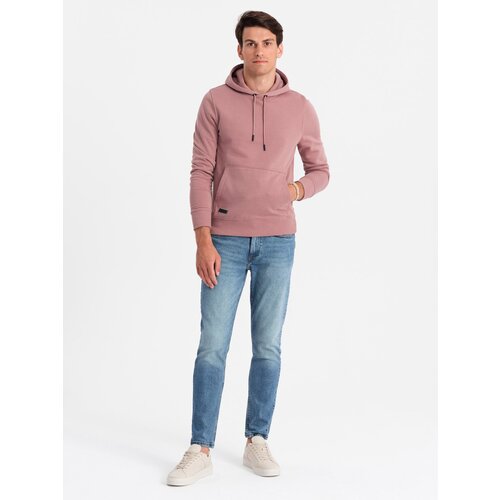 Ombre Men&amp;#039;s BASIC cotton sweatshirt kangaroo hoodie - dark pink Slike
