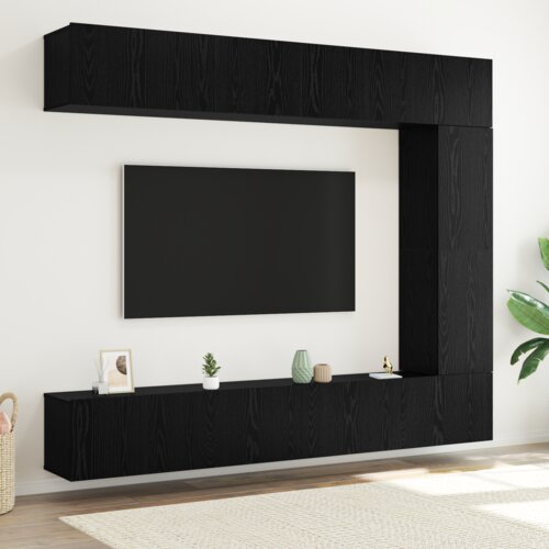 vidaXL Set TV kabineta od 5 dijelova, zidno montiran, crni hrast, konstruirano drvo Cijene