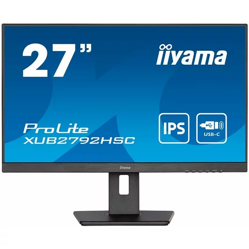 Iiyama Monitor LED XUB2792HSN-B5 27" IPS matte 1920 x 1080 @75Hz 1000:1 4ms HDMI DP USB-C 65W + DOCK RJ45 DP out, height, swivel, tilt, pivot (rotation both sides), 3y - XUB2792HSN-B5
