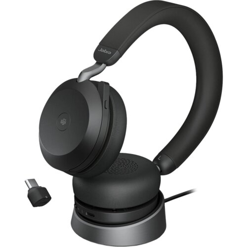 Jabra EVOLVE2 75, Link380c MS Stereo Stand Black, EVOLVE2 75 headset Black MS, Link 380 BT adapter USB-C MS, EVOLVE2 75 Deskstand USB-A,1.2m USB-C to USB-C cable, carry pouch, warranty and warning (safety leaflets) Cene