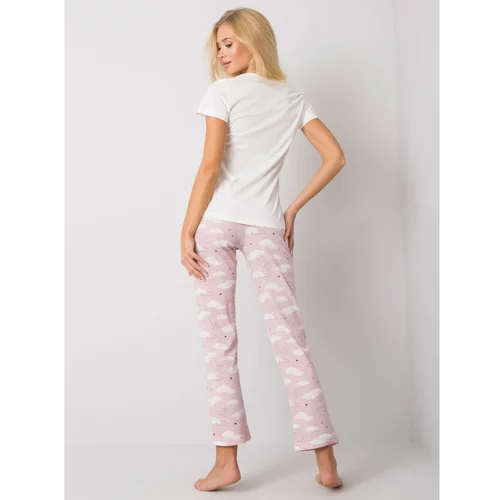 Fashionhunters Two-piece white pajamas with a print