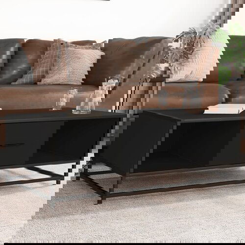 VidaXL Stolić za kavu crni 100x57x35 cm konstruirano drvo i metal Slike