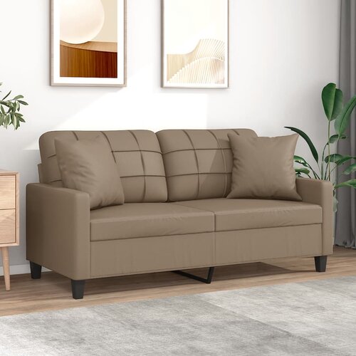 VidaXL Dvosjed s ukrasnim jastucima boja cappuccina 140cm umjetna koža Slike