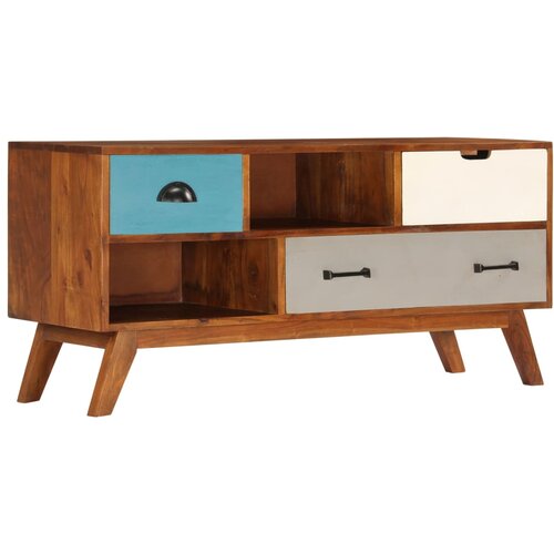 Furnova TV omarica s 3 predali 110x35x50 cm trden akacijev les, (21924637) Slike