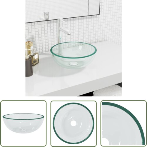 The Living Store Umivalnik kaljeno steklo 30x12 cm prozoren - Umivalnik, (21744780) Cene