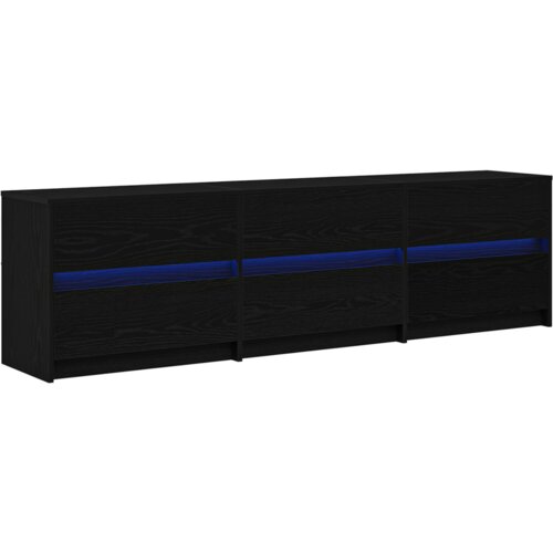  ormar S LED lampica s ladicama s pohranom Crna 182 x 34 x 50 cm Konstruirano drvo Slike