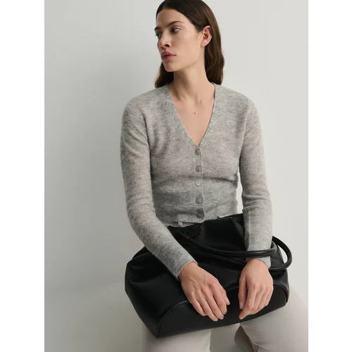 Reserved - Kratki džemper na kopčanje gumbima - light grey