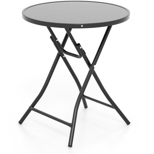 Costway Vrtna miza s steklenim vrhom &amp;Oslash; 59 cm Zložljiva, (5000263341) Slike