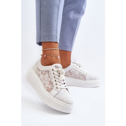 Kesi Women&amp;#039;s lace sneakers on the S.Barski platform white Slike