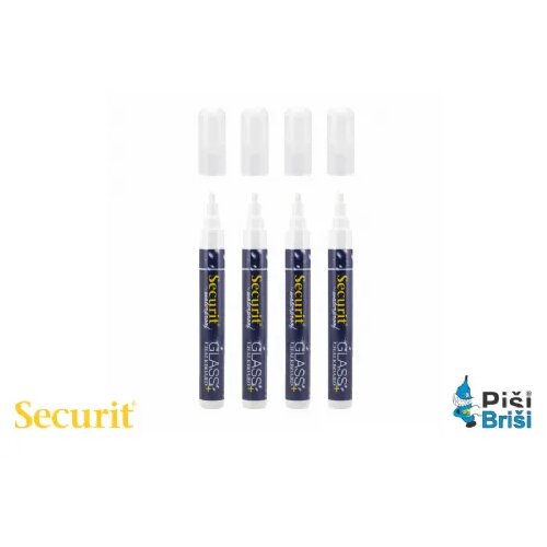SECURIT vodoodporni MARKERJI s tekočo kredo MEDIUM BELE barve SMA610V4WT Slike