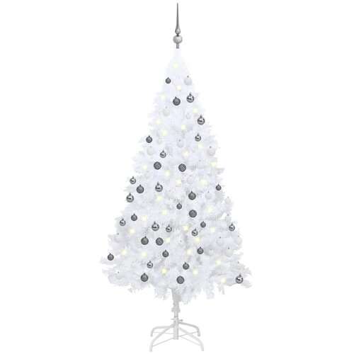 vidaXL umjetno božićno drvce LED s kuglicama bijelo 150 cm PVC Cijene