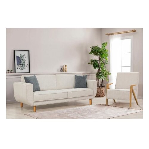 Atelier Del Sofa sofa i fotelja Larus Wood Set Oak Cream Cene