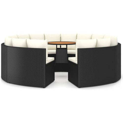  9-dijelni set vrtnih sofa od poliratana s jastucima crni Slike