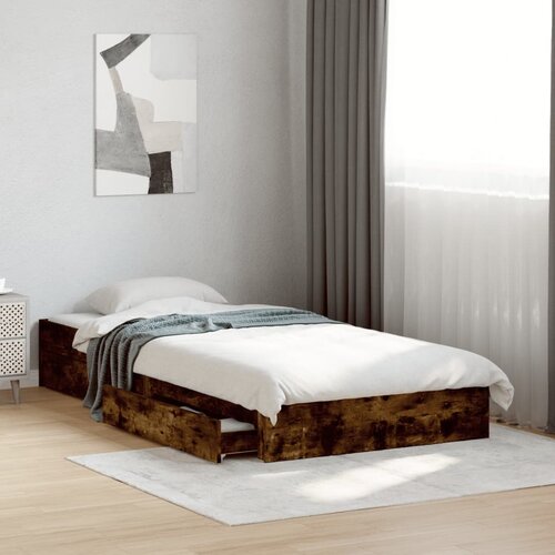 Furnova Posteljni okvir s predali dimljen hrast 90x200 cm inž. les, (21933957) Slike