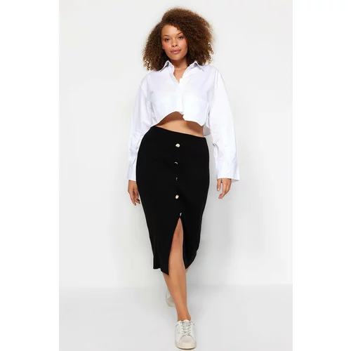 Trendyol Curve Black Gold Button Detailed Corduroy Sweater Skirt