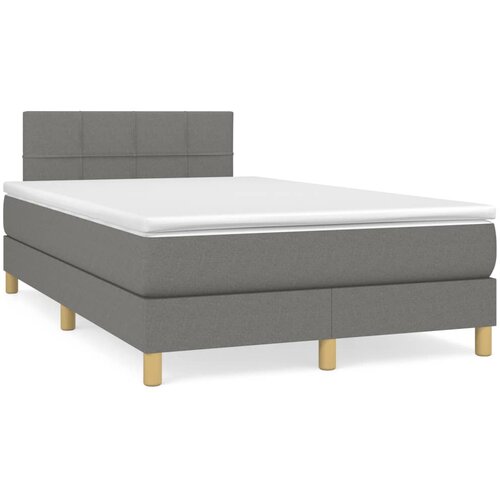 VidaXL Box spring postelja z vzmetnico temno siva 120x190 cm blago Slike