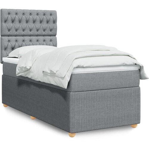vidaXL Box spring postelja z vzmetnico svetlo siva 80x200 cm blago Cene