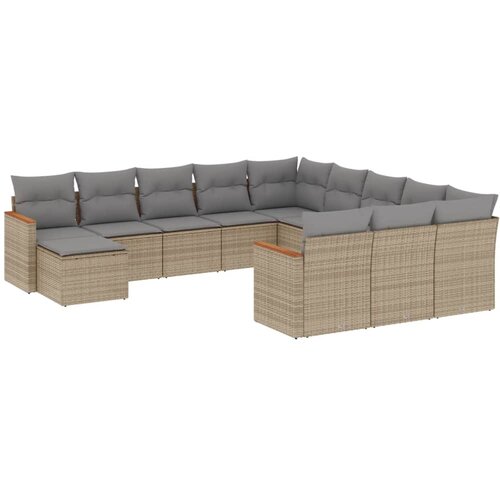  12-dijelni set vrtnih sofa s jastucima bež od poliratana Slike