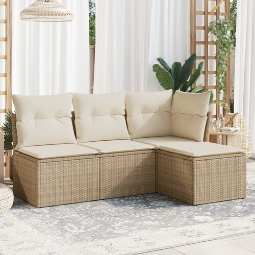 VidaXL 4-dijelni set vrtnih sofa s jastucima bež od poliratana Slike