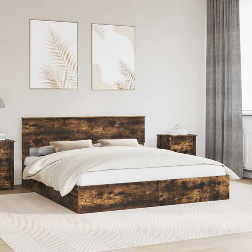  Krevet s od storage s uzglavljem Dimljeni hrast 180 x 200 cm Cene