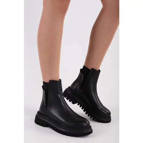 Shoeberry Women's Luke Black Thick Sole Boots