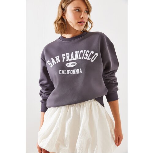 Bianco Lucci Women's Triple Thread Raised San Francisco Printed Sweatshirt MBHS006 Slike