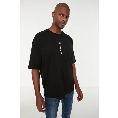 Trendyol Black Men's Oversize Fit Crew Neck Short Sleeve Printed T-Shirt