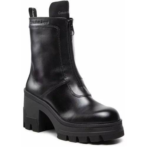 Calvin Klein Jeans Škornji Chunky Heeled Boot W/Zip YW0YW00728 Black BDS