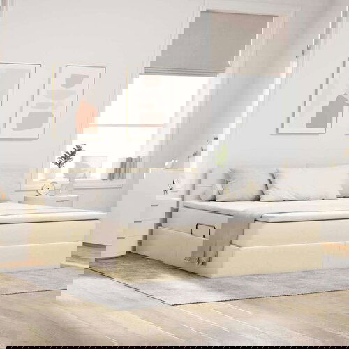  Krevet S LED lampica s uzglavljem Krema 180 x 200 cm tkanina Cijene