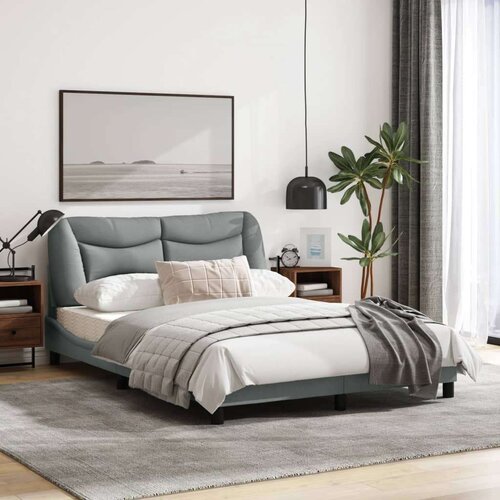  Okvir kreveta s LED svjetlima svjetlosivi 140x200 cm od tkanine Slike