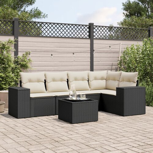 vidaXL 6-dijelni set vrtnih sofa s jastucima crni od poliratana Cijene